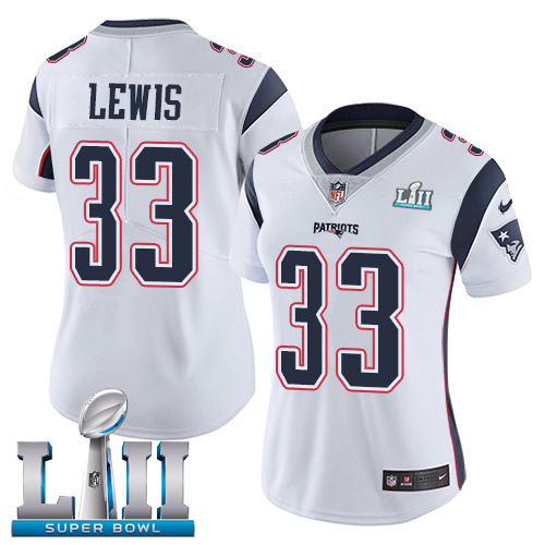 Nike Patriots #33 Dion Lewis White Super Bowl LII Women's Stitched NFL Vapor Untouchable Limited Jersey - Click Image to Close